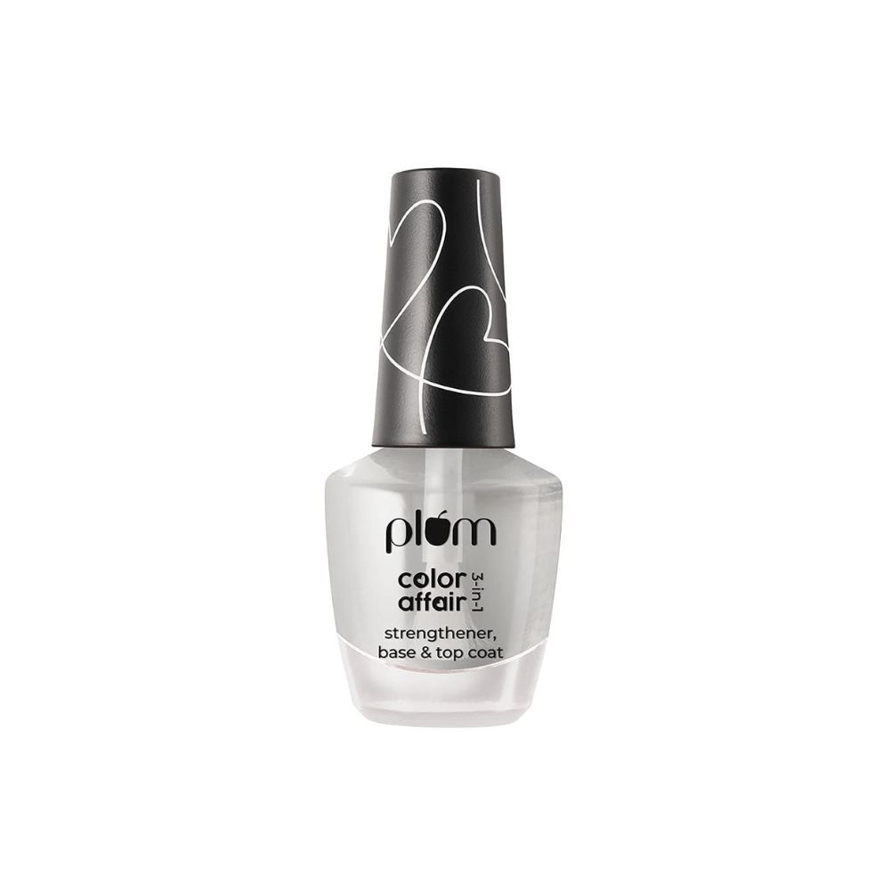 Plum Color Affair 3-in-1 Strengthener, Base & Top Coat | 7-Free Formula | With AHA & Avocado Oil | 100% Vegan & Cruelty-Free