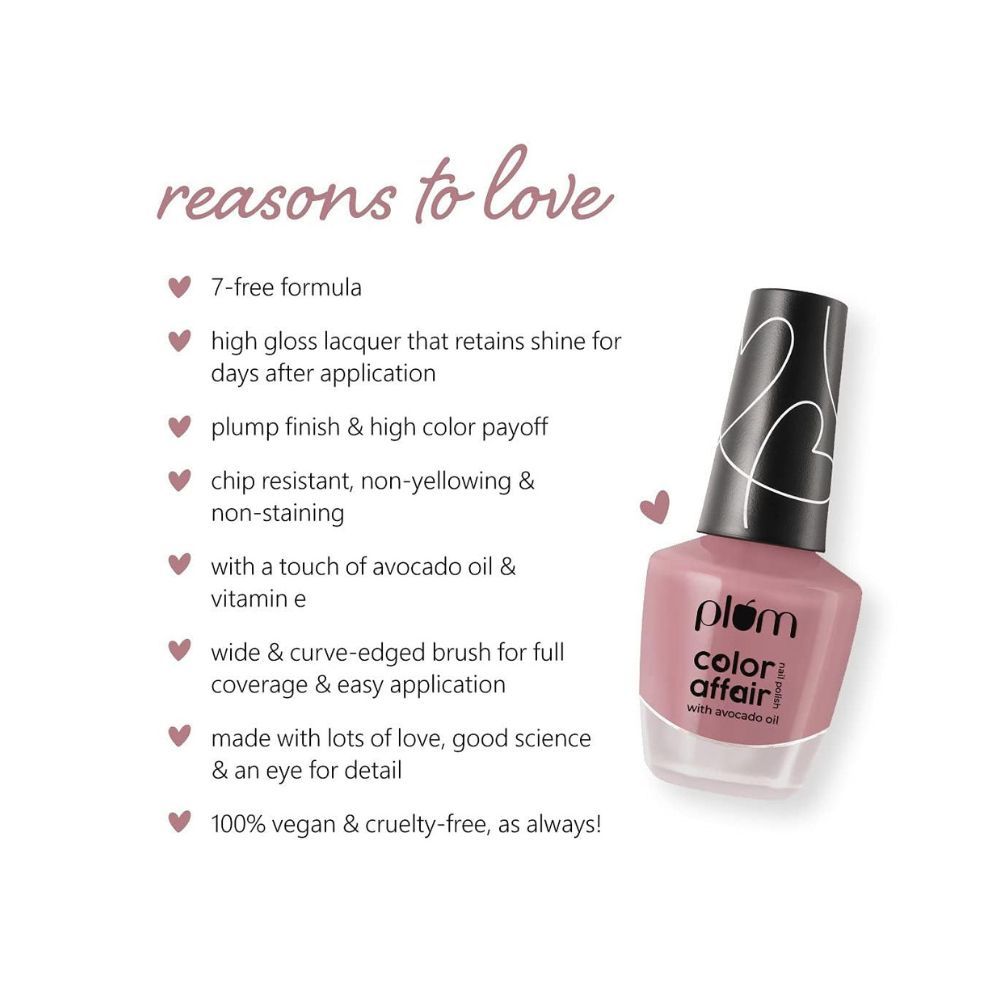 Plum Color Affair Nail Polish | 7-Free Formula |100% Vegan & Cruelty Free Nailpaint | Pink Blossom - 130 | 11 ml