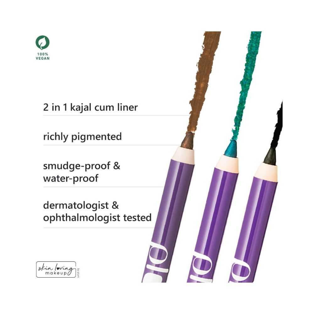 Plum Naturstudio All-Day-Wear Kohl Kajal, Matte Finish Black Brilliance With Free Sharpener
