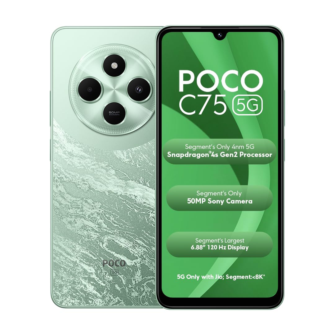 POCO C75 5G Enchanted Green4GB RAM 128GB ROM688 inch HD Display50MP Camera5160 mAh Battery