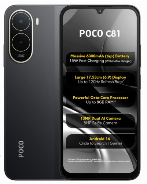 Image of POCO C81, Elite Black (4GB, 64GB)