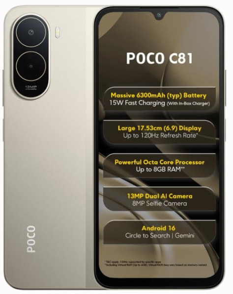 Image of POCO C81, Sunset Gold (4GB, 64GB)
