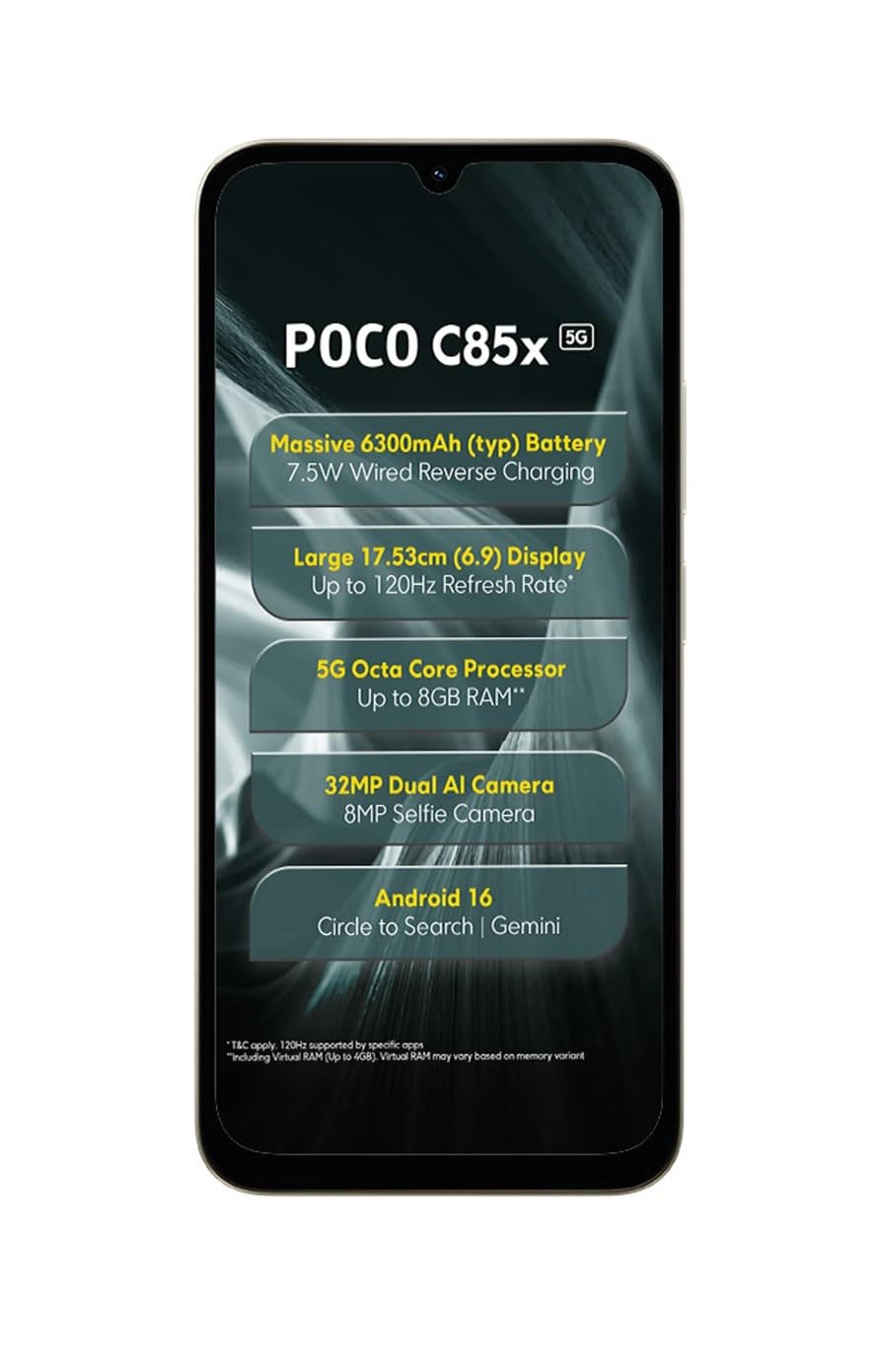 POCO C85X 5G Smartphone Emerald Green 4GB RAM 64GB Storage