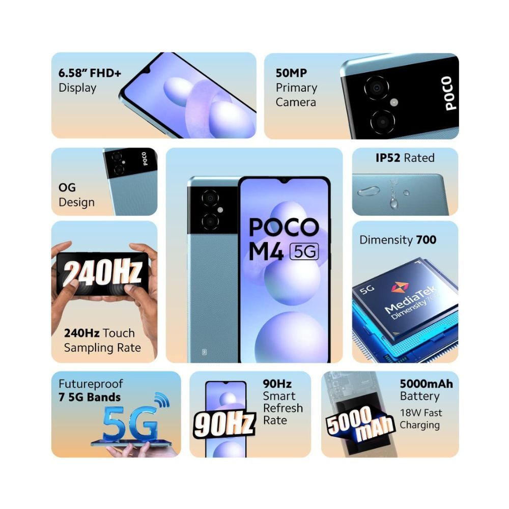 Poco M4 5G (Cool Blue, 128 GB) (6 GB RAM)