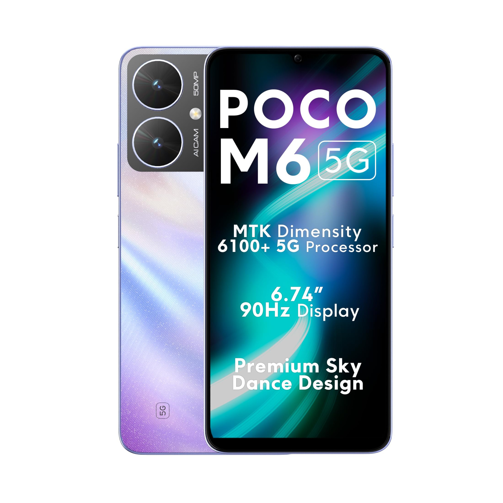 Poco M6 5G Orion Blue 4GB RAM 128GB Storage  MediaTek Dimensity 6100 5G Processor  5000 mAh Battery  18W Fast Charging  50 MP AI Dual-Camera System   Airtel Locked