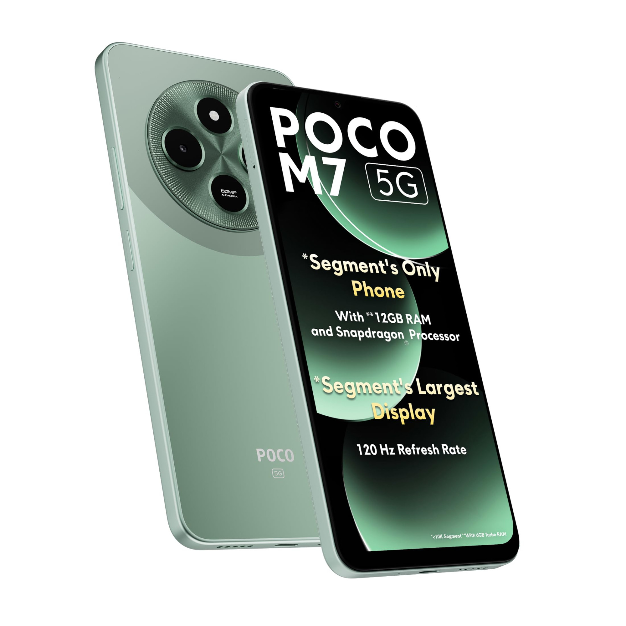 POCO M7 5G Mint Green 6GB RAM128GB ROMSD4 Gen2 Processor688 HD Display50MP Camera8MP Front Camera5160 mAh Battery
