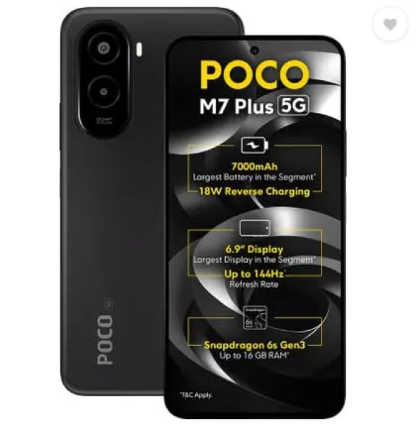 Image of POCO M7 Plus 5G, Carbon Black (4GB, 128GB)