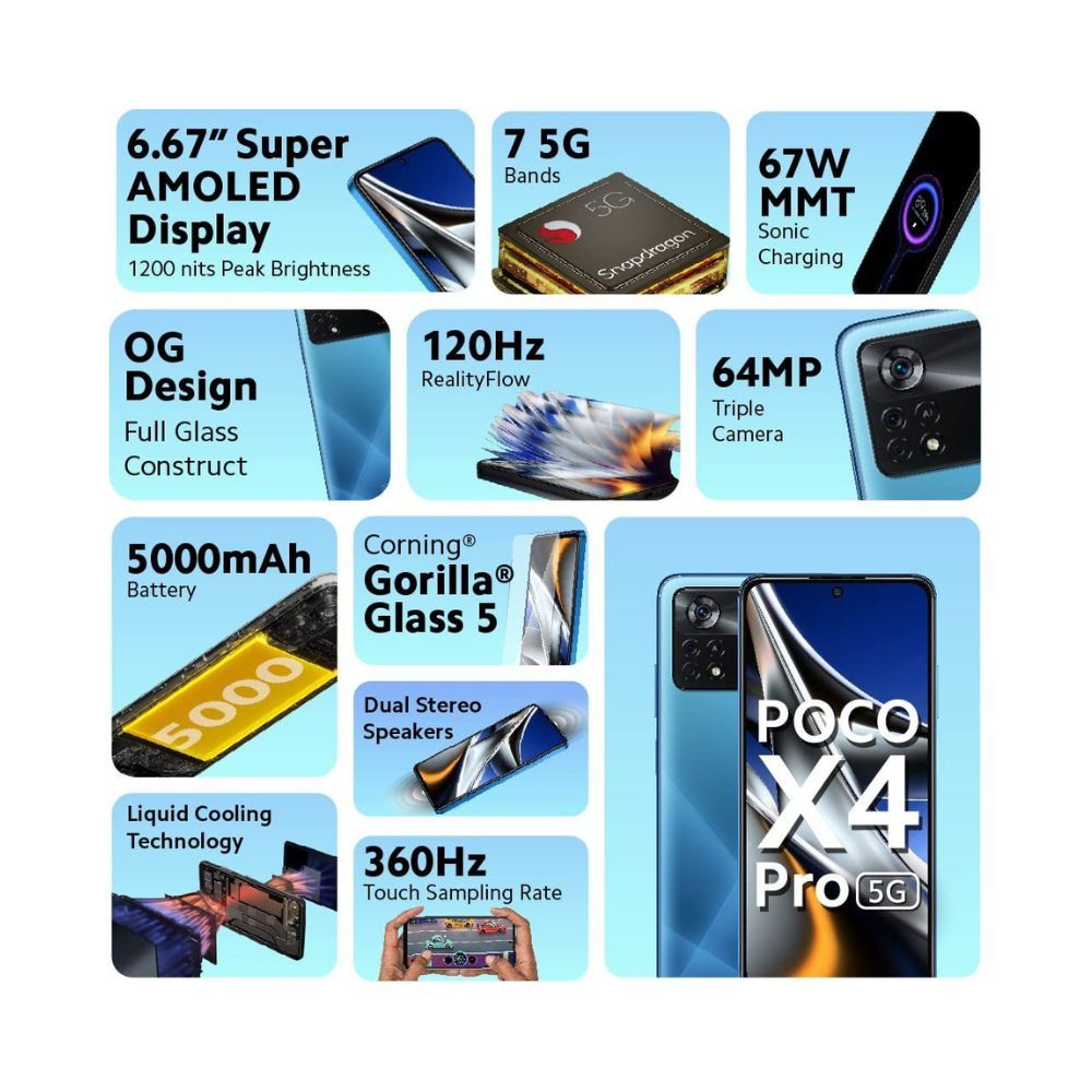 Poco X4 Pro 5G (Laser Blue, 128 GB) (6 GB RAM)