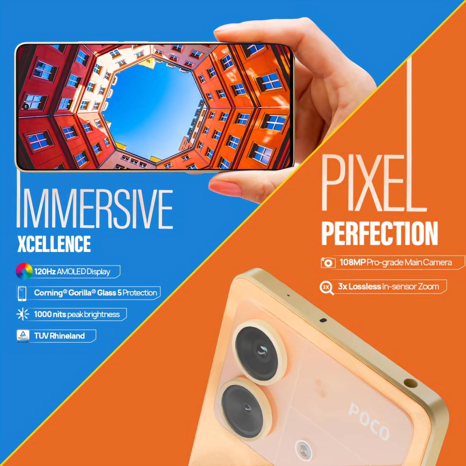 POCO X6 Neo 5G Martian Orange 8GB RAM 128GB Storage  Dimensity 6080 Processor  5000 mAh Battery  33W Fast Charging  108MP  2MP Rear Camera  16MP Front Camera