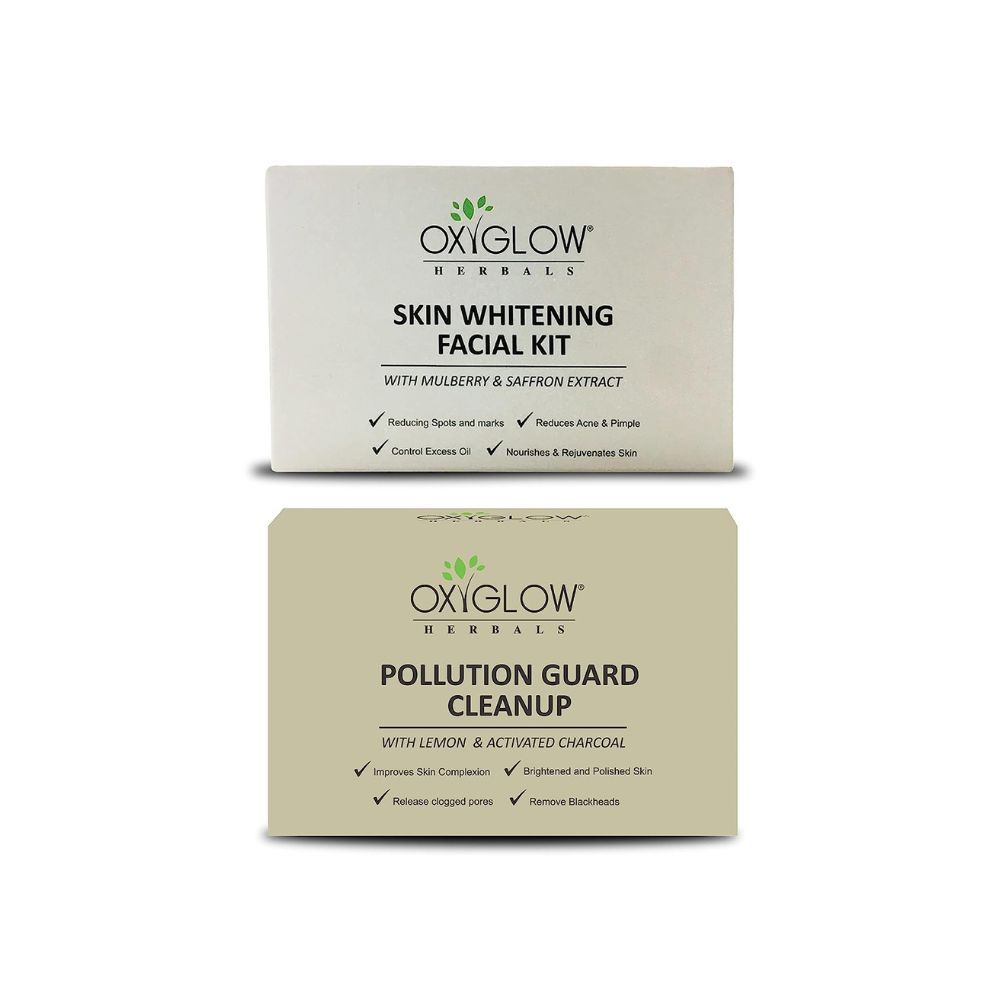 Pollution Gaurd Cleanup 40 Gm & OxyGlow Herbals Skin Whitening Facial Kit 60gm(Combo Pack)