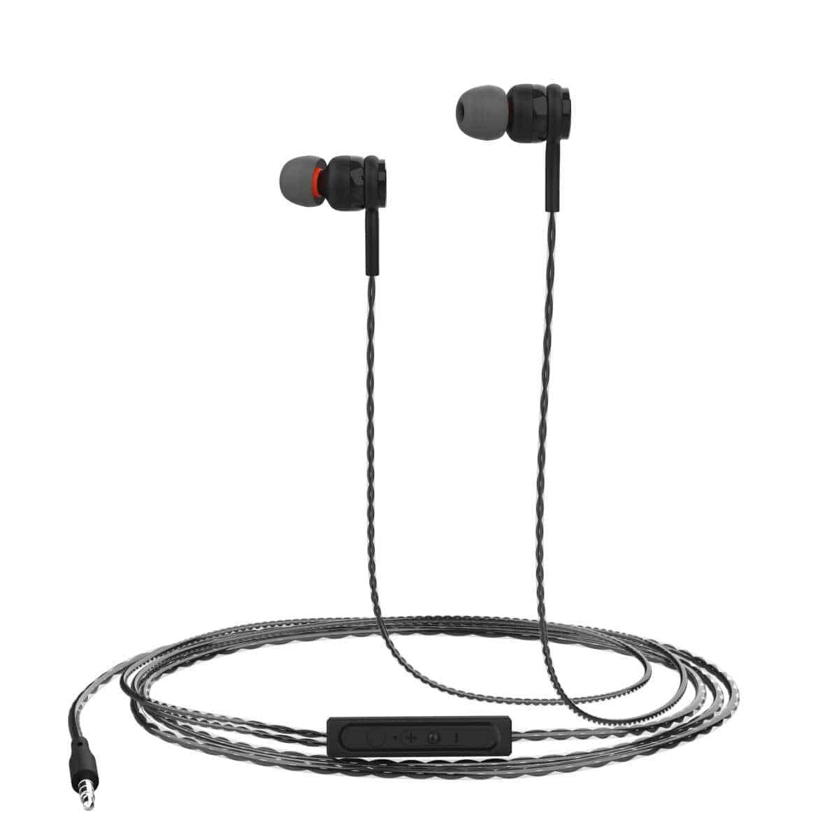 Portronics Conch Gama in-Ear Wired Earphone 12m Tangle Free Cable in-Line Mic Noise Isolation 35mm Aux Port and High BassBlack
