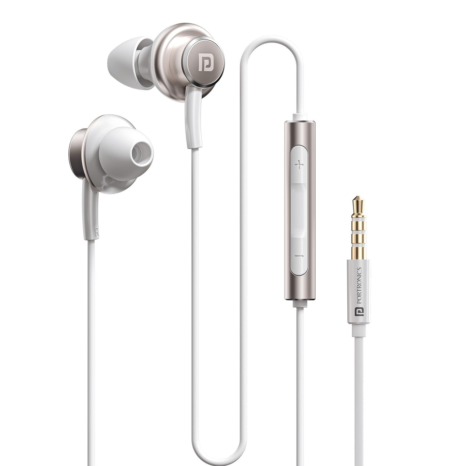 Portronics Conch Sigma A in Ear 35mm Aux Wired Earphones with in Line HD Mic  Magnetic Earbuds Powerful Audio 142mm Driver Anti Tangle Wire in line Controls Wide CompatibilityWhite