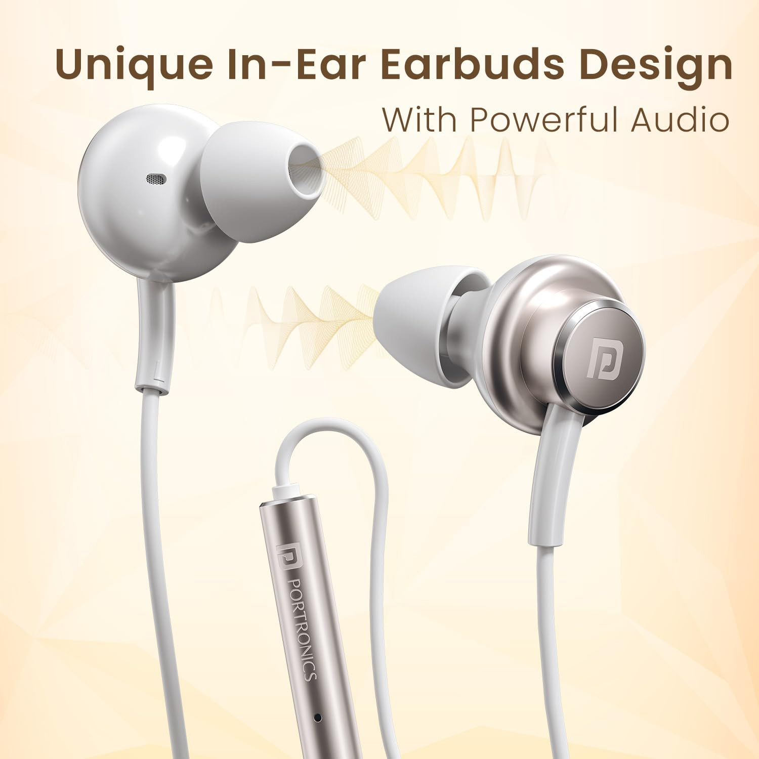 Portronics Conch Sigma C in Ear Type C Wired Earphones with in Line HD Mic Powerful Audio 142mm Driver Unique Earbuds Design Metal Alloy Material in line Controls Wide CompatibilityWhite