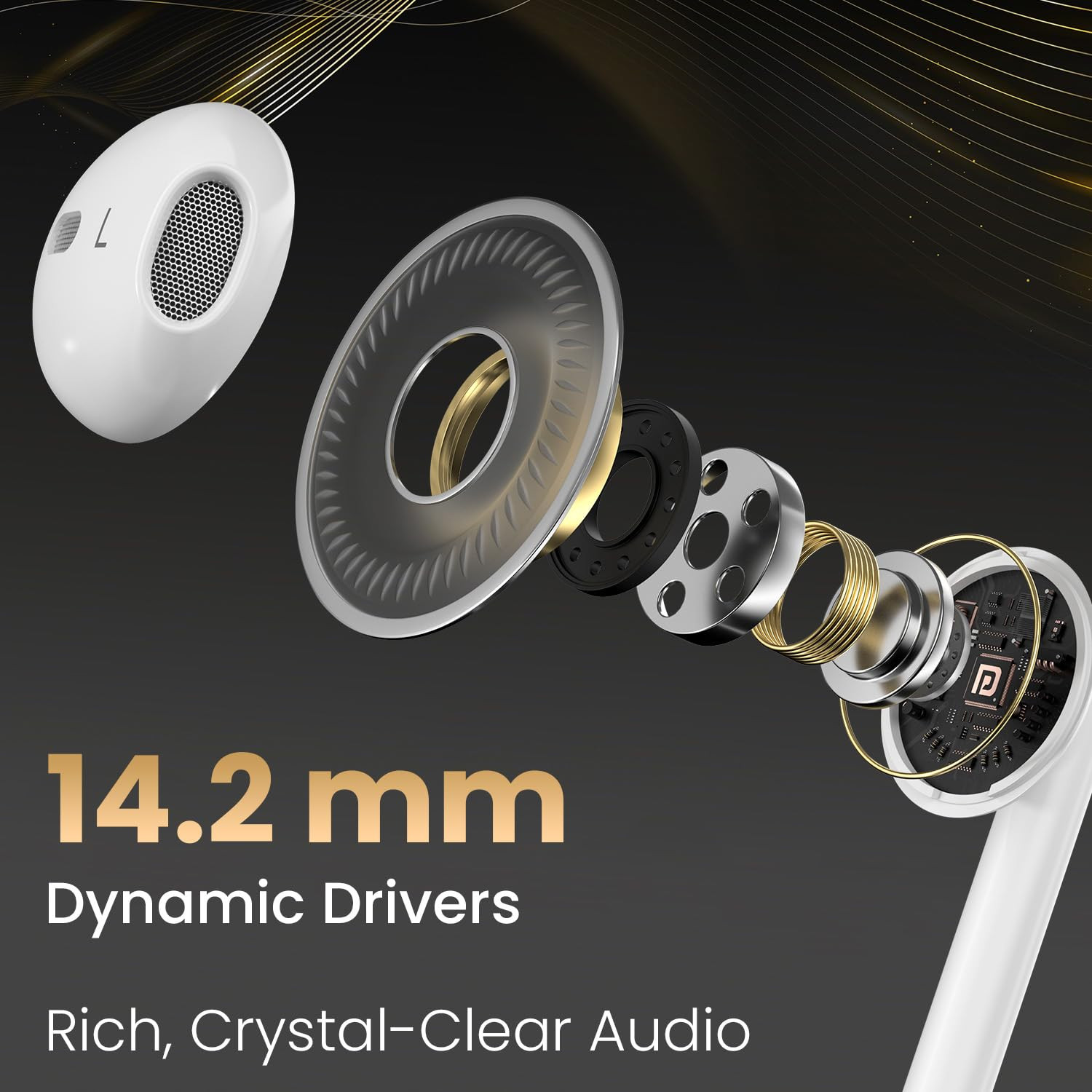 Portronics Conch Theta C in Ear Type C Wired Earphones with in Line HD Mic Powerful Audio 142mm Driver Unique Earbuds Design TPE Anti Tangle Wire in line Controls Wide CompatibilityWhite