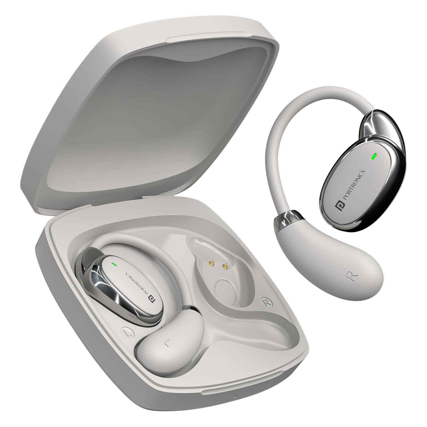 Portronics Harmonics Twins 31 Over Ear OWS Smart Wireless Earbuds with HD Mic Secure  Flexible Earhook Touch Control 24 Hrs Playtime MusicGaming Mode BT 54V Light WeightBeige