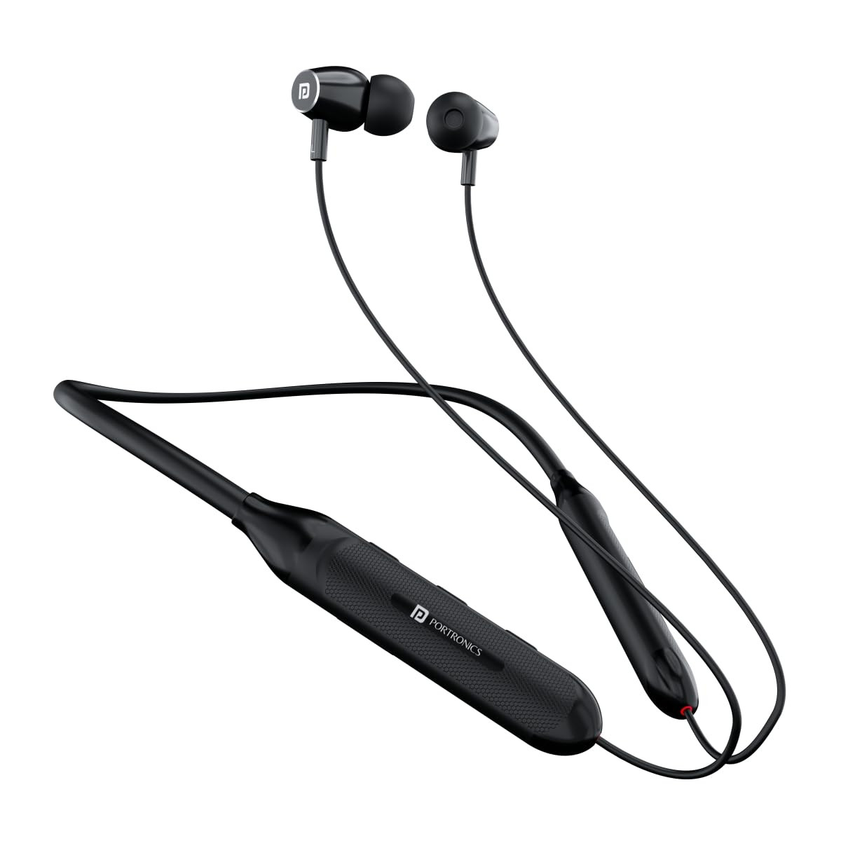 Portronics Harmonics Z7 Bluetooth Wireless in Ear Earphones with Upto 40 Hours Playback 10mm Dynamic Driver Gaming Mode High Bass IPX4 Water and Sweat Resistant Type C Fast ChargingBlack