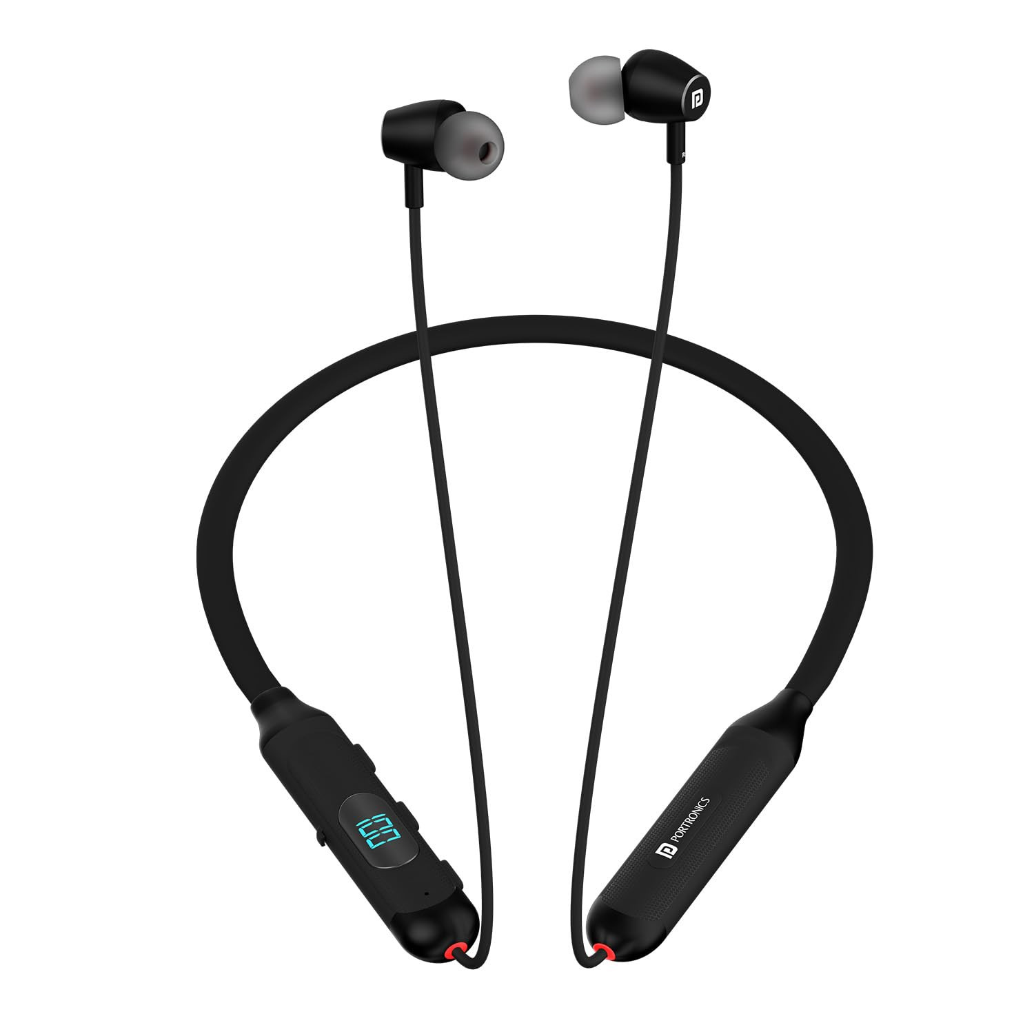 Portronics Harmonics Z8 Bluetooth Wireless in Ear Earphones with 40H Playback Magnetic EarbudsONOff LED Battery Display 10mm Driver GamingMusic Mode IPX4 Water Resistant Fast ChargingBlack