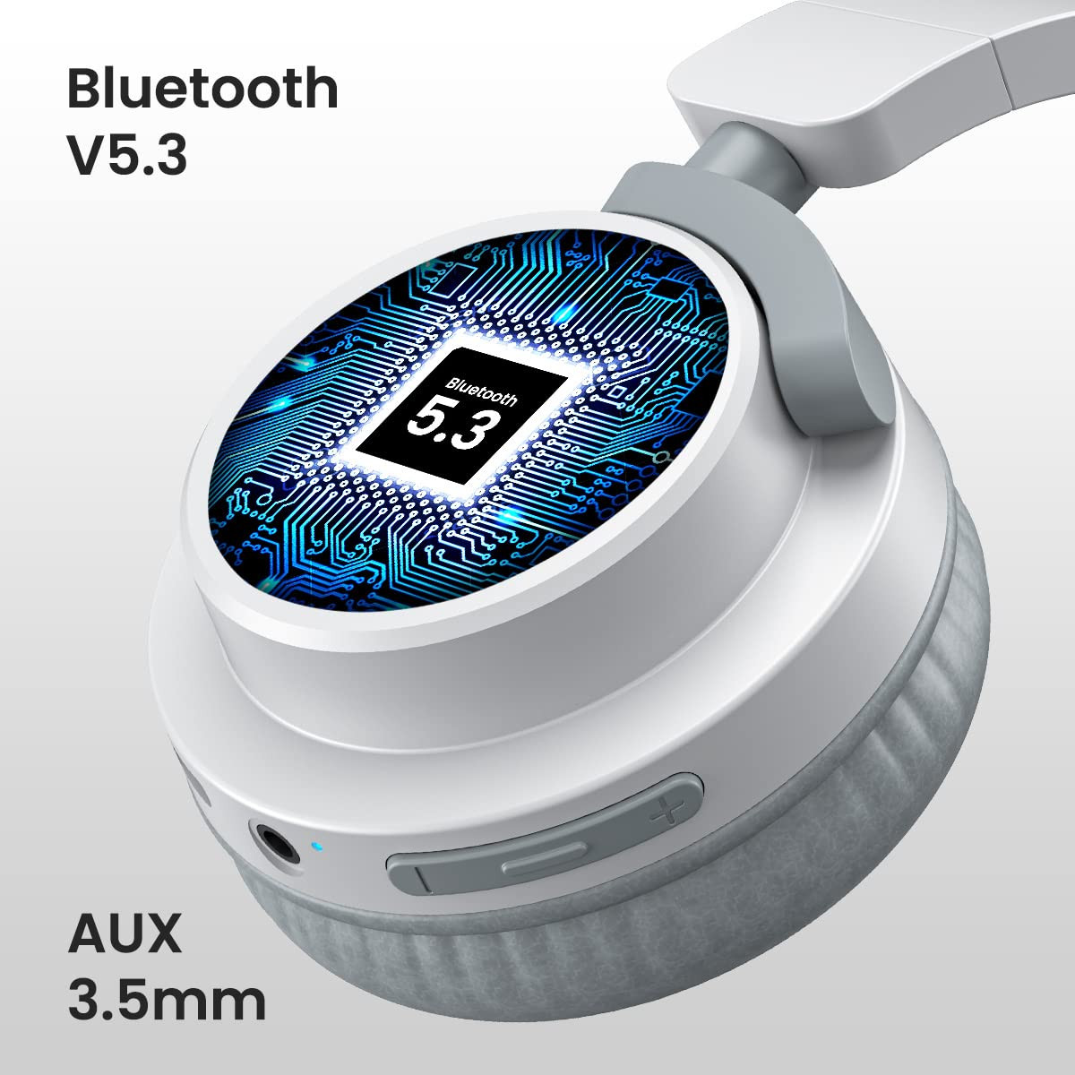 Portronics Muffs M2 Bluetooth Headphones Over Ear with Upto 40 Hrs Playtime 40mm Dynamic Drivers AUX 35mm Powerful Bass Laptop  PC SupportType C Charging Port Foldable DesignWhite