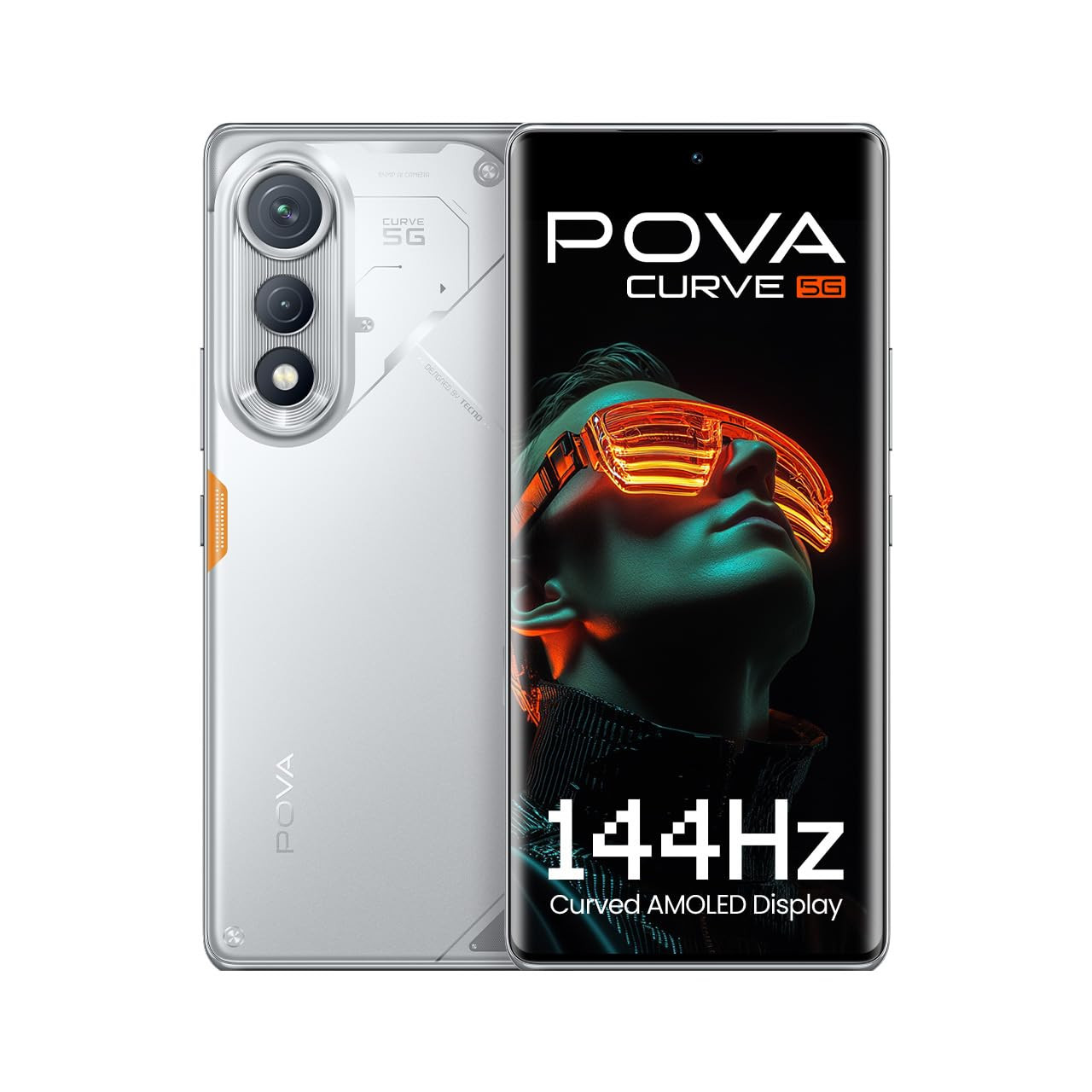 POVA Curve 5G Magic Silver 8GB128GB  144Hz Curve AMOLED  Slimmest 745mm Curve with 5500mAh Battery  Segments 1st AI with Indian Languages Best AI Call Assistant  64MP IMX682 Rear Camera