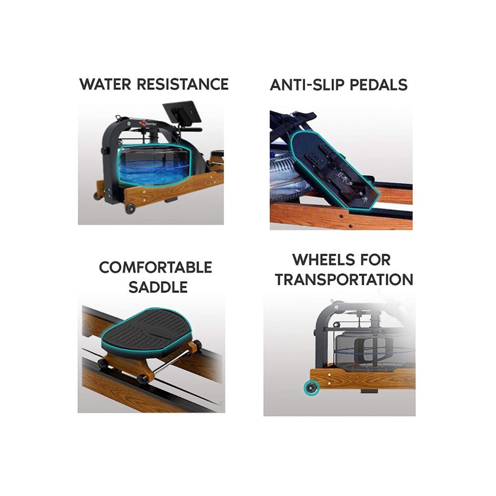 PowerMax Fitness RWC-1000 Water Rowing Machine with Digital Display for Commercial use