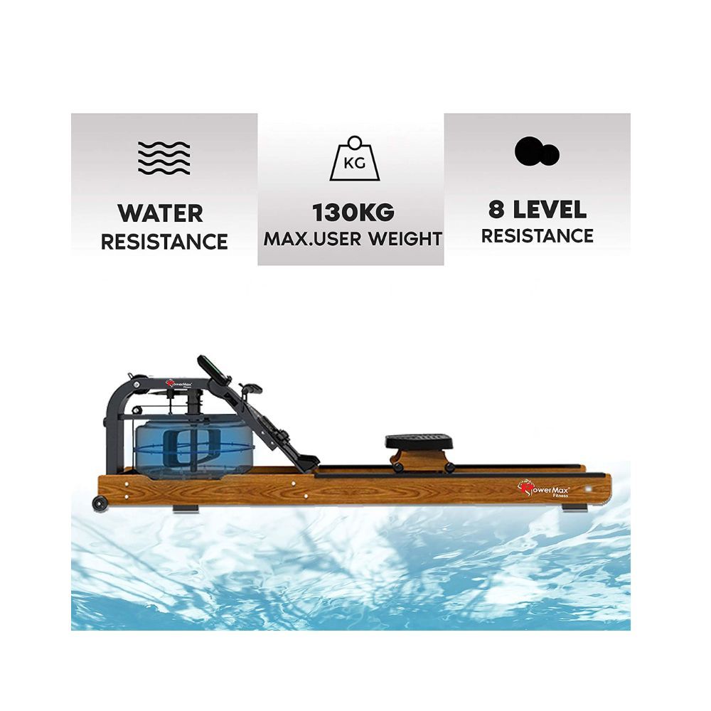 PowerMax Fitness RWC-1000 Water Rowing Machine with Digital Display for Commercial use