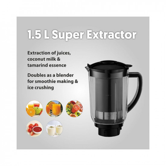Preethi Crown Plus MG-258 Mixer Grinder, 600 Watt, White/Purple, 4 Jars - Super Extractor Juicer Jar with 5yr Motor Warranty & Lifelong Free Service (Acrylonitrile Butadiene Styrene)