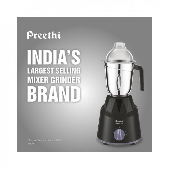 Preethi Galaxy Plus MG-250 Mixer grinder, 750 watt, Pink/Black, 4 Jars - Super Extractor juicer Jar