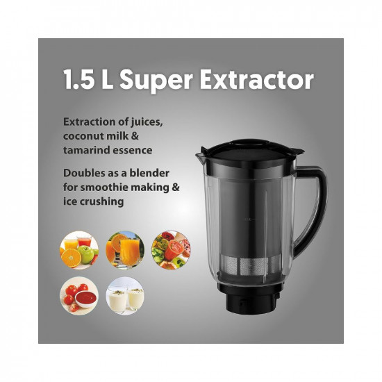 Preethi Galaxy Plus MG-250 Mixer grinder, 750 watt, Pink/Black, 4 Jars - Super Extractor juicer Jar