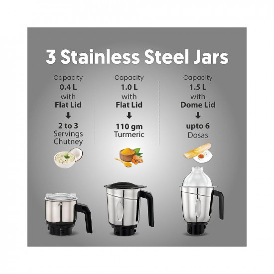Preethi Galaxy Plus MG-250 Mixer grinder, 750 watt, Pink/Black, 4 Jars - Super Extractor juicer Jar