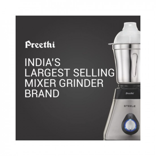 Preethi Steel Supreme MG-208 mixer grinder, 750 watt (Silver/ Black)