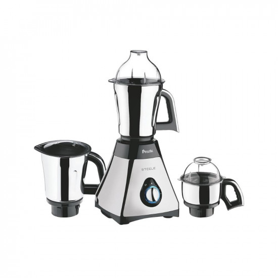 Preethi Steele MG 206 110 Volts Mixer Grinder, 550 watt, 3 Jars (Silver/Black)