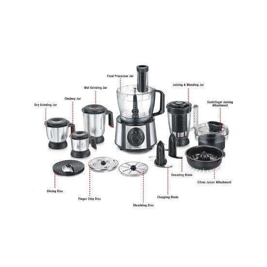 Prestige Amica Super Mixer Grinder 1000 W, 5 Jars with Multiple Accessories (Black and Silver)