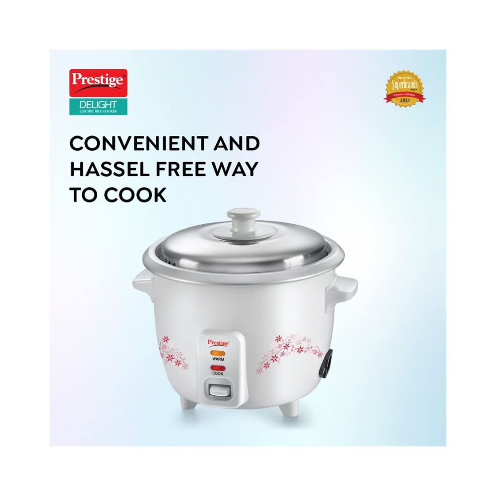 Prestige Delight PRWO 1.5 (1.5L OPEN TYPE) Electric Rice Cooker with Steaming Feature (1.5 L, White)