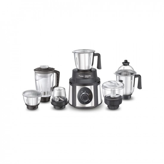 Prestige Endura 1000W Mixer Grinder, 6 Jars (1500 ml, 1000 ml, 1500 ml, 450 ml) (Black, Silver)