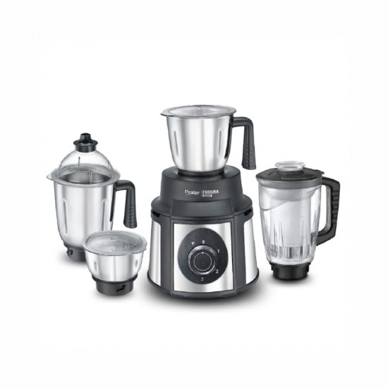 Prestige Endura 1000W Mixer Grinder with Ball Bearing Technology Stainless Steel 4 Jars