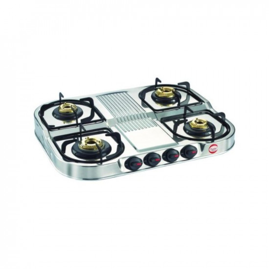Prestige Gas Stove Duplex Dgs 4 Burner, Manual, Steel