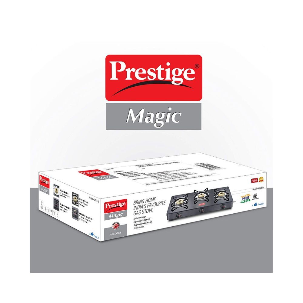Prestige Magic GTMC03 Glass, Steel Manual Gas Stove (3 Burners)