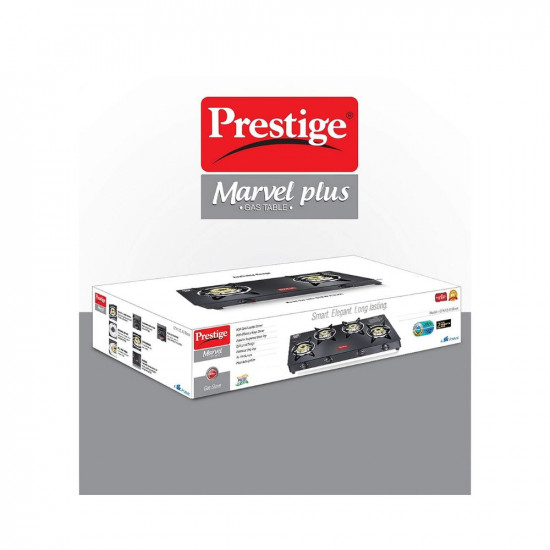 Prestige Marvel Plus Gas Stove GTM 04 - Black, Manual, 4 Burner