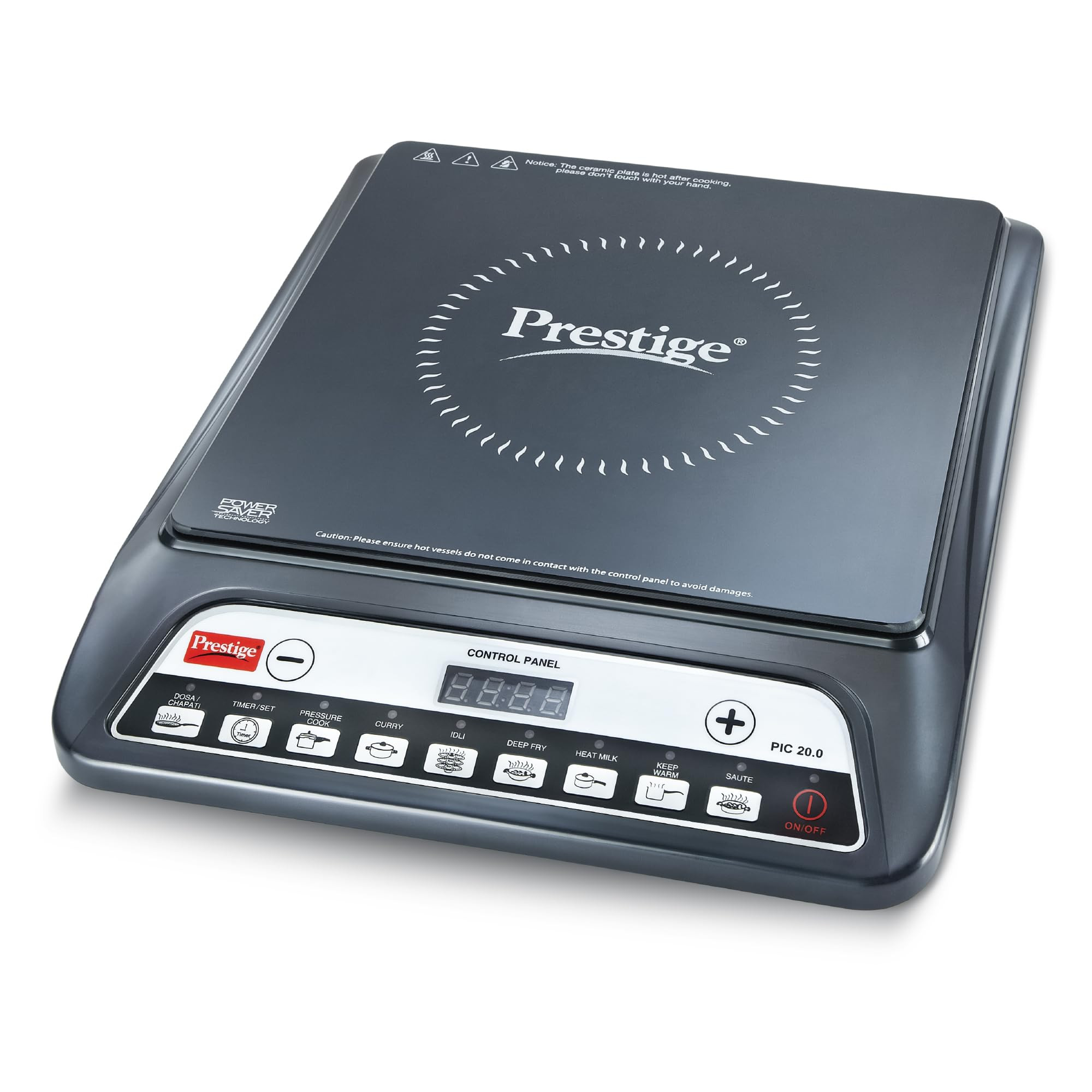 Prestige PIC 20 1600 Watts Induction Cooktop 4KV Surge Protection 8 Preset Indian Menu Options Timer Soft Touch Button Easy to Clean Portable Black 1Y Warranty BIS