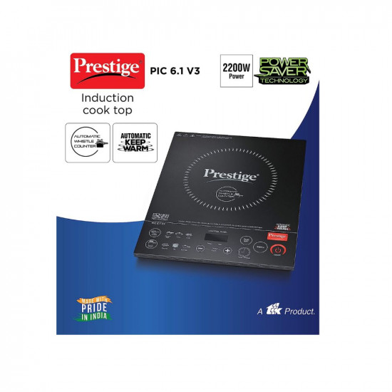 Prestige PIC 6.1 V3 2200 Watts Indian Menu Options Induction Cooktop, Black