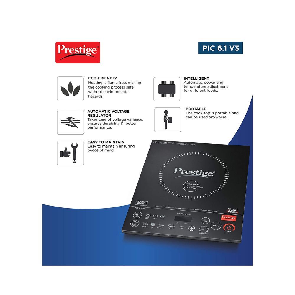 Prestige PIC 6.1 V3 Induction Cooktop (Black, Touch Panel)