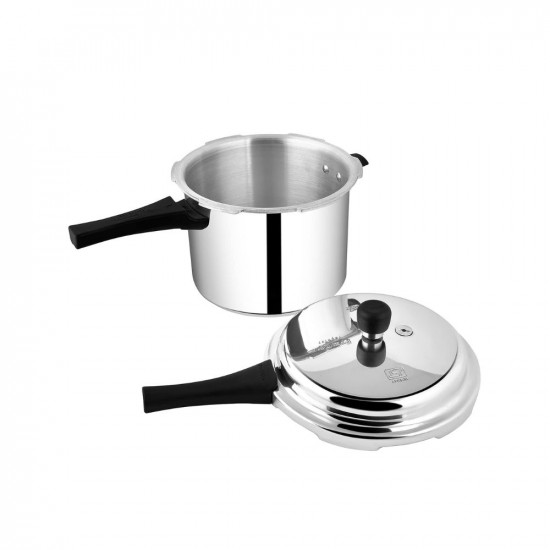 Prestige Popular Virgin Aluminium Precision Weight Valve Outer Lid Pressure Cooker, 5 L (Silver, 5 liters)
