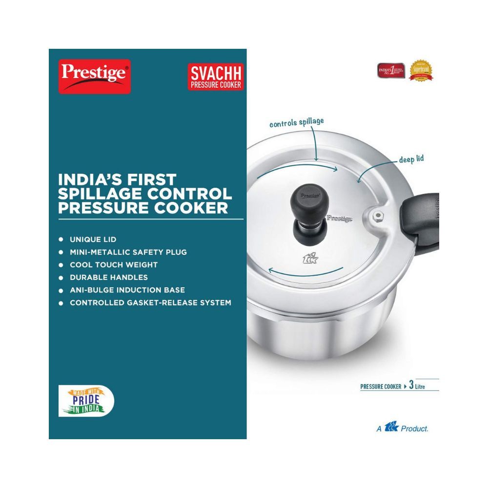 Prestige Svachh 3 L Induction Bottom Pressure Cooker (Aluminium)