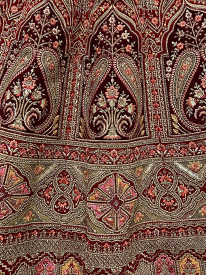 Pretty Red Fancy Embroidered Velvet Bridal Lehenga Choli
Semi Stitched
