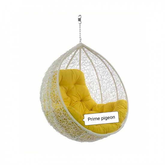 Prime Pigeon Hammock Swing Chair Without Stand For Home, Hanging Swings For Indoor, Outdoor, Home, Patio, Yard, Balcony, Garden (White/Yellow)(Rattan,Poly Nylon)