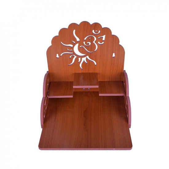 PRIMEFAIR Handmade Beautiful Wooden Temple/Home Temple/Puja Mandir/Wall Hanging and Table Top Home Mandir Temple/Home Art & Craft Engineered Wood Home Wall Temple (BROWN-397)