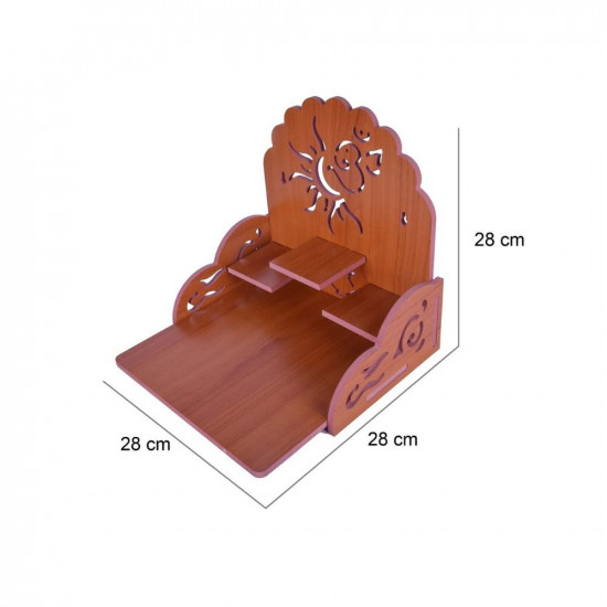 PRIMEFAIR Handmade Beautiful Wooden Temple/Home Temple/Puja Mandir/Wall Hanging and Table Top Home Mandir Temple/Home Art & Craft Engineered Wood Home Wall Temple (BROWN-397)