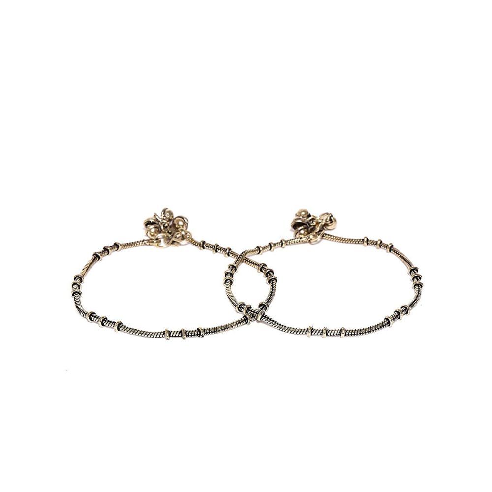 Prita Designer Antique Gold Plated German Silver Latest Traditional Payal Anklets Pair
