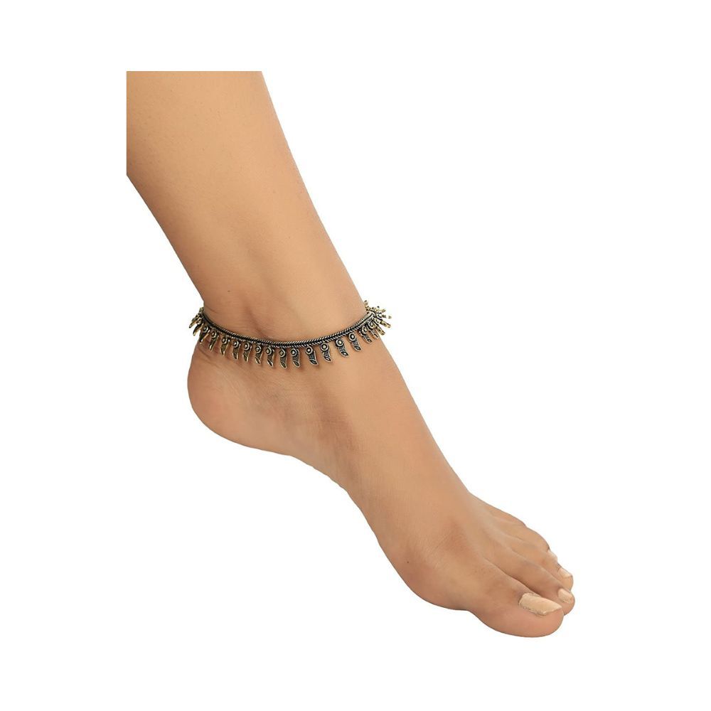 Prita Designer Antique Gold Plated Latest Traditional Single Brass Payal Anklet for Women and Girls