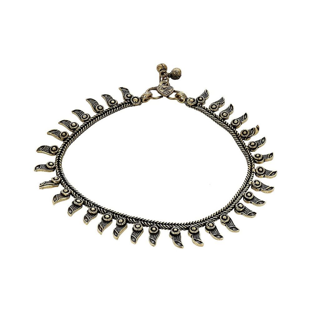 Prita Designer Antique Gold Plated Latest Traditional Single Brass Payal Anklet for Women and Girls